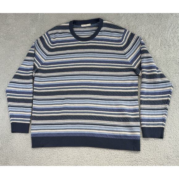 Marine Layer Huckberry Men Sweater XXL Reed Jacquard Knit Stripe Organic Cotton
